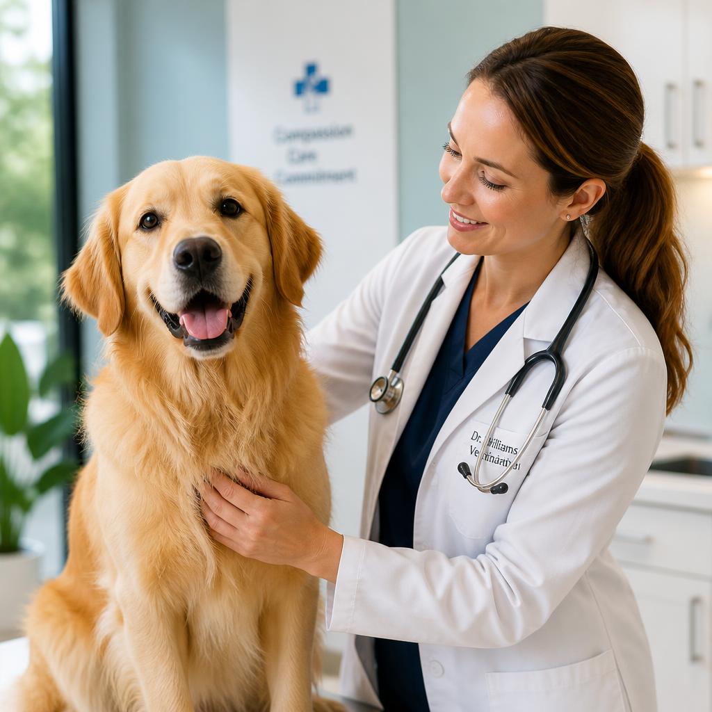 A veterinarian providing care for a pet